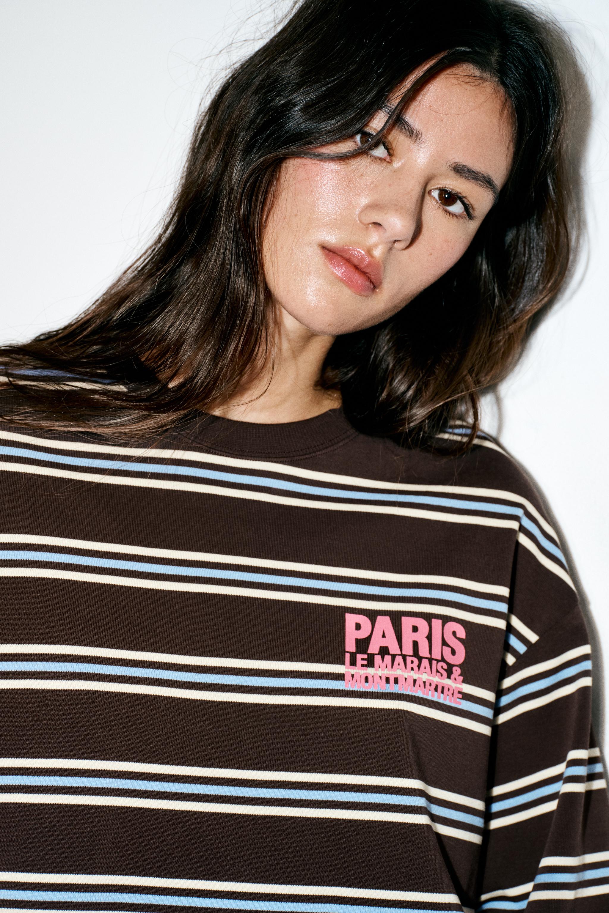 STRIPED TEXT T-SHIRT